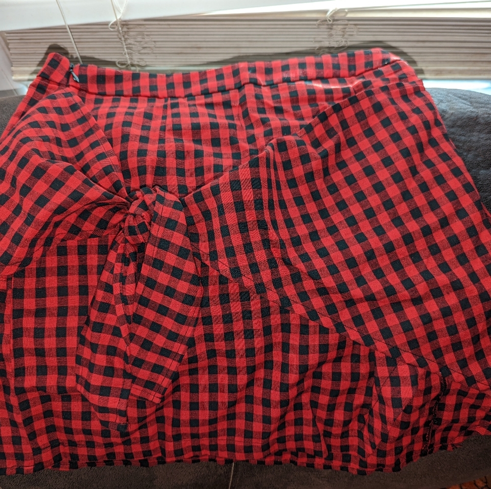 Buffalo Plaid front tie Skirt